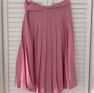 ModCloth Pink Pleated Knee Length Belted Skirt Size M NWT